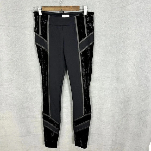 Bisou Bisou pull on skinny pants womens medium black‎ velvet panel whimsigoth - Picture 1 of 7